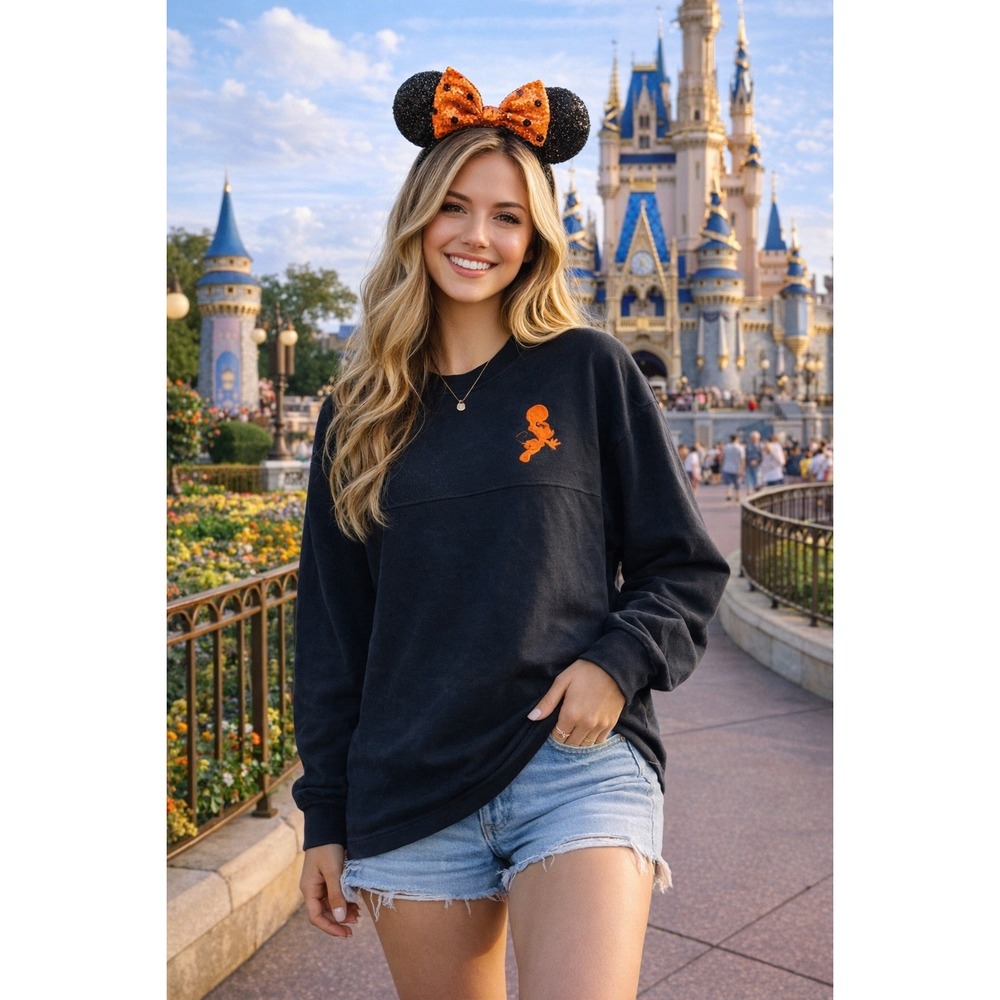 Disney Spirit Jersey Unisex Small Black Orange Walt Disney World Basketball Puff
